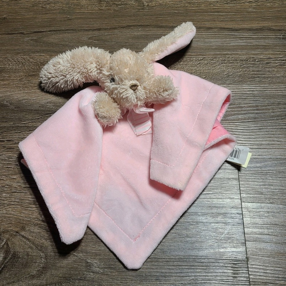 Pink‎ Bunny Rabbit Baby Lovey Security Blanket Rattle Toy Plush